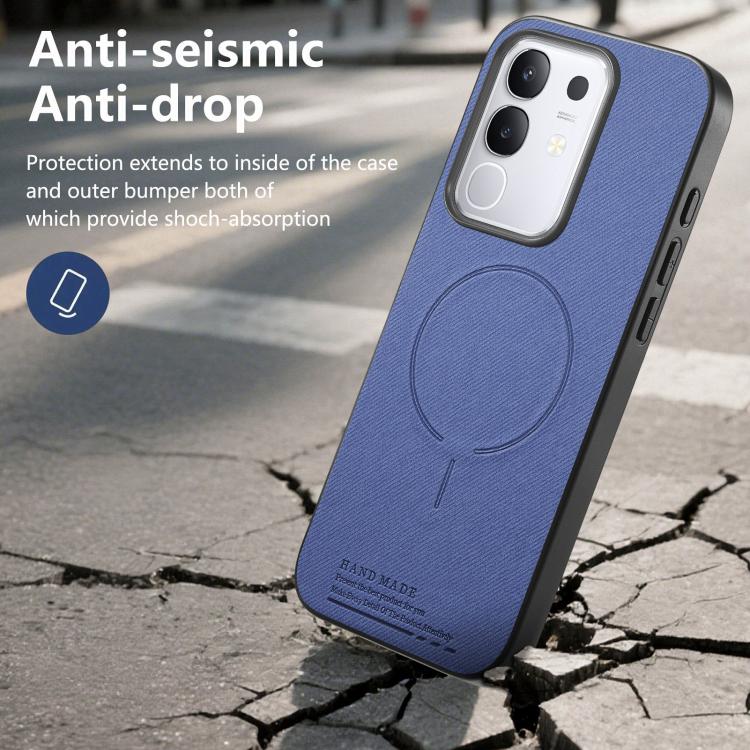 For vivo Y29 4G Fabric Magnetic PU Back Cover Phone Case