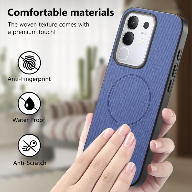 For vivo Y29 4G Fabric Magnetic PU Back Cover Phone Case