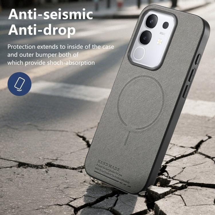 For vivo Y29 4G Fabric Magnetic PU Back Cover Phone Case