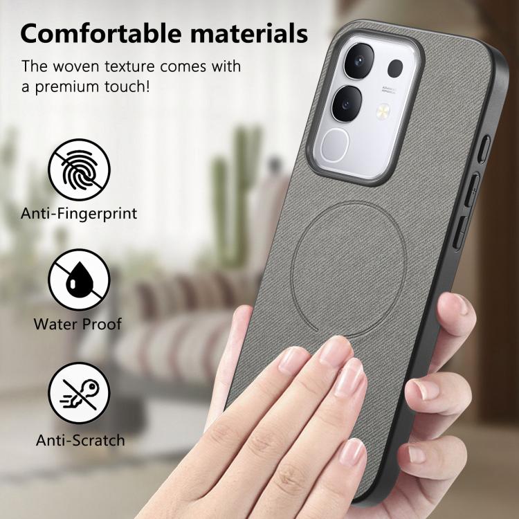 For vivo Y29 4G Fabric Magnetic PU Back Cover Phone Case