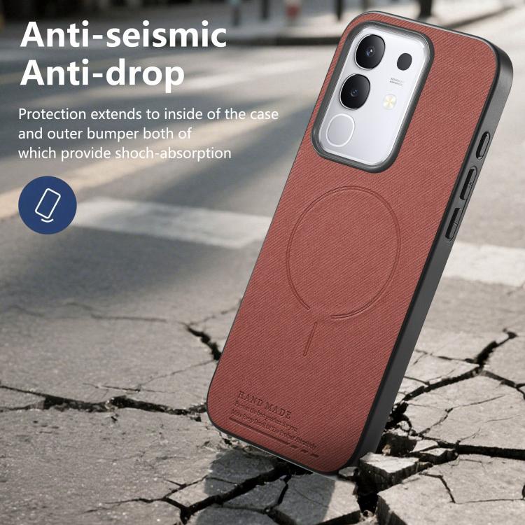 For vivo Y29 4G Fabric Magnetic PU Back Cover Phone Case