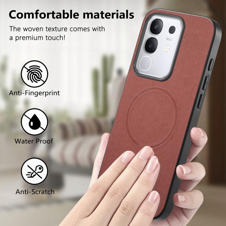 For vivo Y29 4G Fabric Magnetic PU Back Cover Phone Case