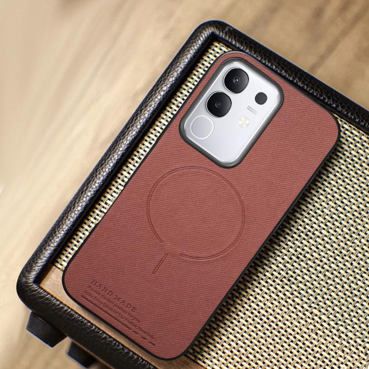 For vivo Y29 4G Fabric Magnetic PU Back Cover Phone Case
