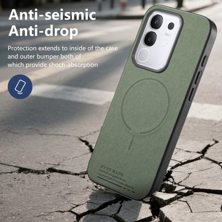 For vivo Y29 4G Fabric Magnetic PU Back Cover Phone Case