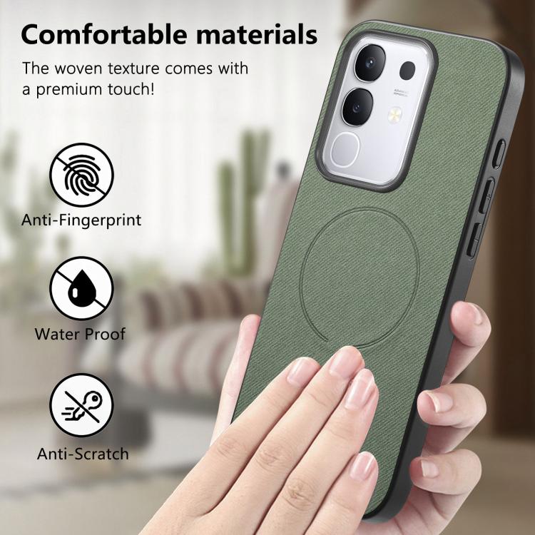 For vivo Y29 4G Fabric Magnetic PU Back Cover Phone Case