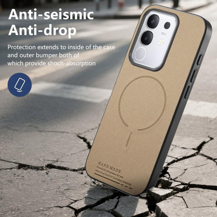 For vivo Y29 4G Fabric Magnetic PU Back Cover Phone Case