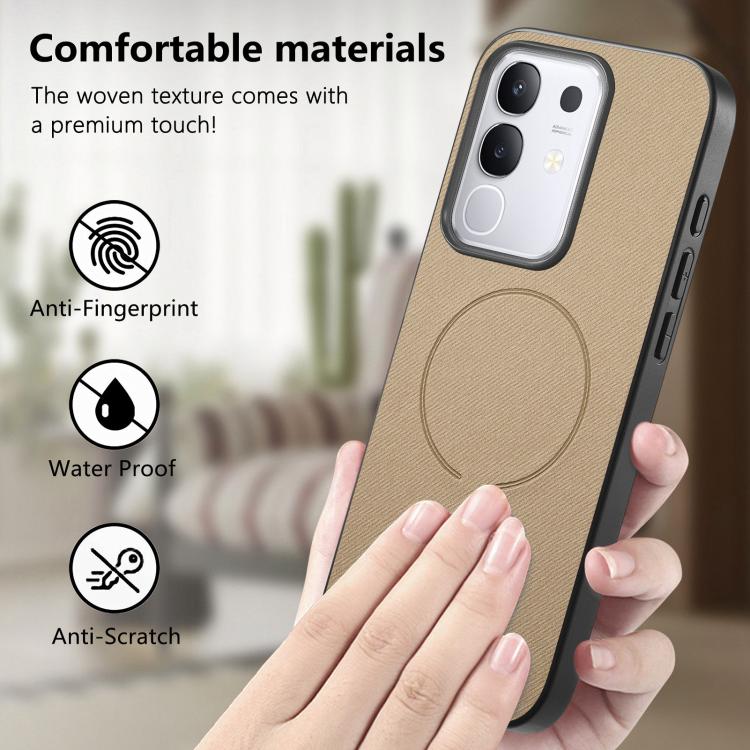 For vivo Y29 4G Fabric Magnetic PU Back Cover Phone Case