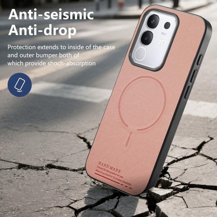 For vivo Y29 4G Fabric Magnetic PU Back Cover Phone Case