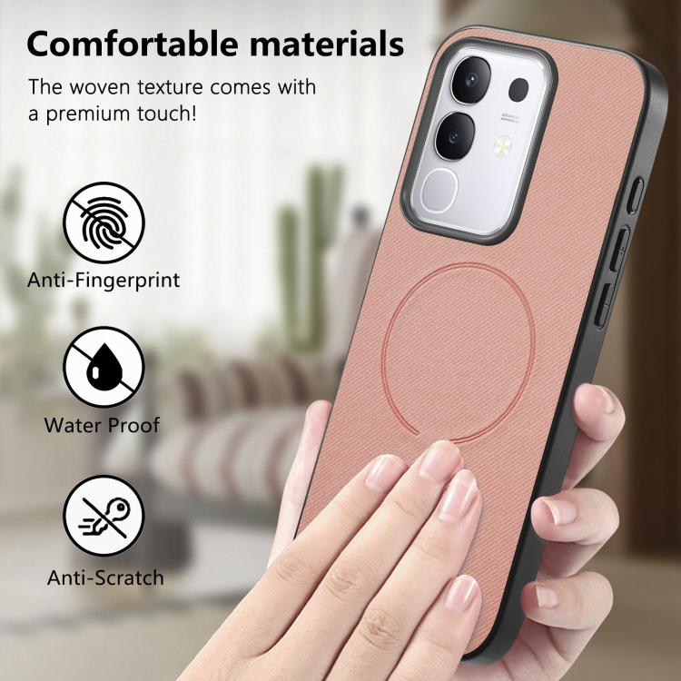 For vivo Y29 4G Fabric Magnetic PU Back Cover Phone Case