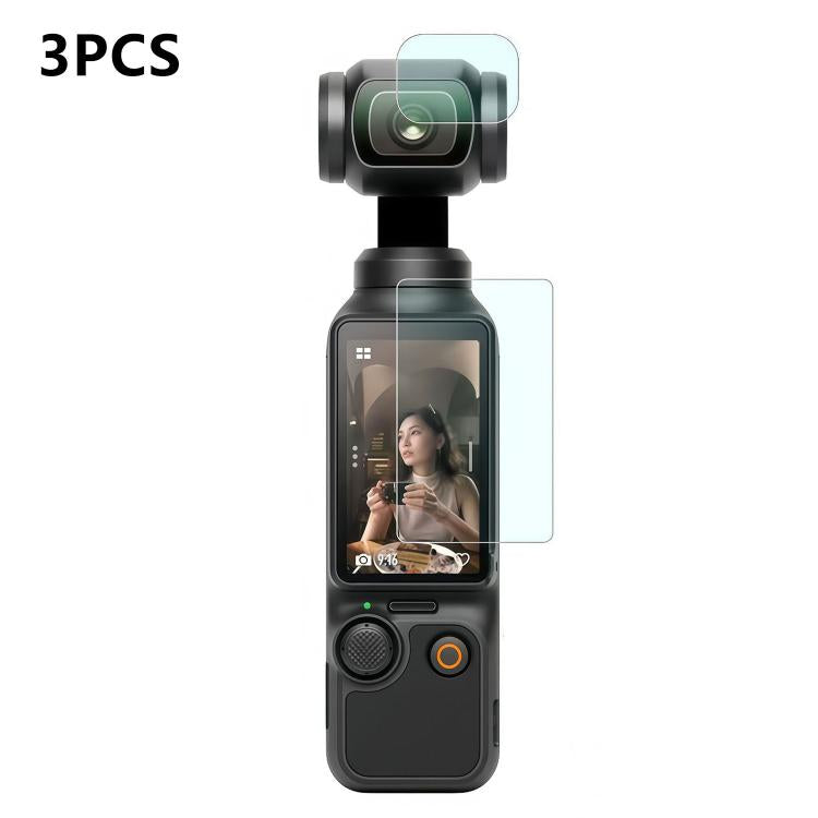 For DJI Osmo Pocket 4 3pcs Anti-Scratch Camera Screen Film, Style:AR Anti-Reflective Glass