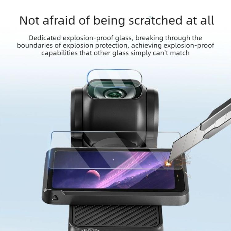 For DJI Osmo Pocket 4 3pcs Anti-Scratch Camera Screen Film, Style:Standard Tempered Glass