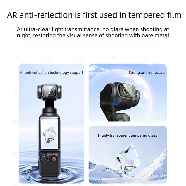 For DJI Osmo Pocket 4 3pcs Anti-Scratch Camera Screen Film, Style:AR Anti-Reflective Glass