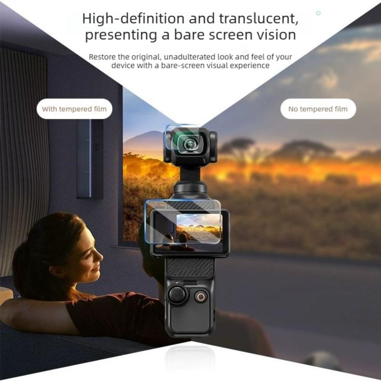 For DJI Osmo Pocket 4 3pcs Anti-Scratch Camera Screen Film, Style:AR Anti-Reflective Glass