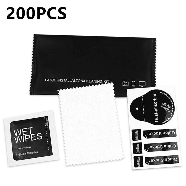 200Pcs Alcohol Wipes Dusting Cleaning Cloth  3-in-1 Screen Protector Application Kit - Black