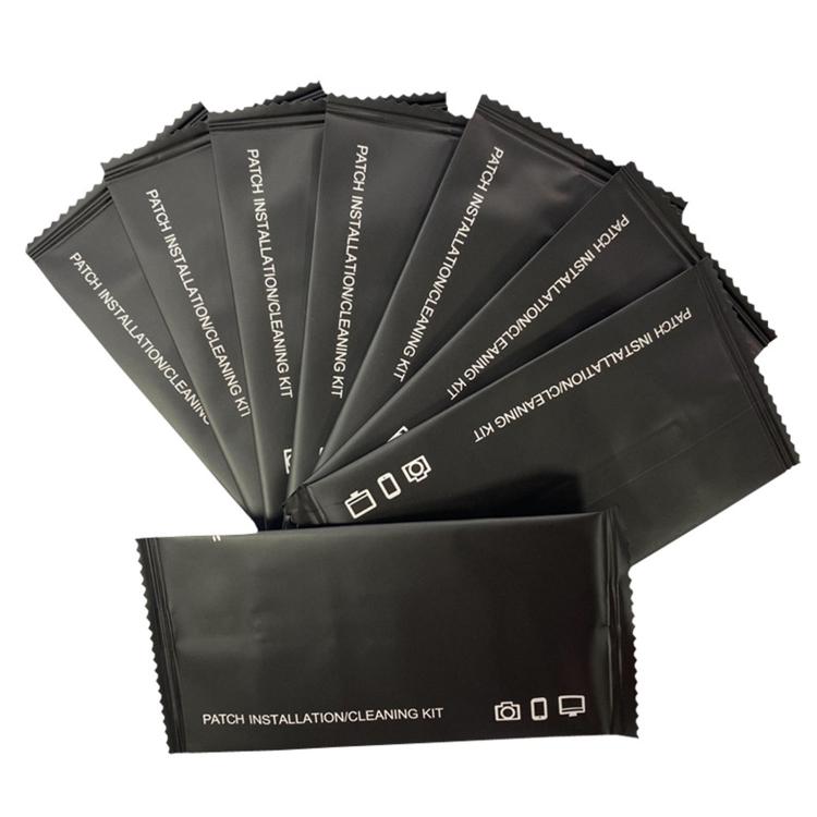 200Pcs Alcohol Wipes Dusting Cleaning Cloth  3-in-1 Screen Protector Application Kit - Black