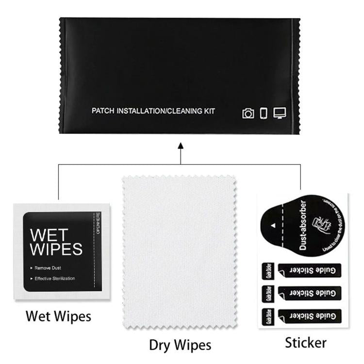 200Pcs Alcohol Wipes Dusting Cleaning Cloth  3-in-1 Screen Protector Application Kit - Black