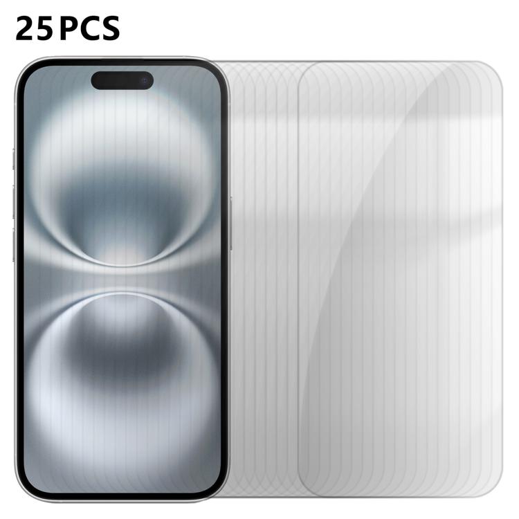 For iPhone 16 Plus 25pcs High-Aluminum Semi-Screen Anti-Fingerprint HD Tempered Glass Film