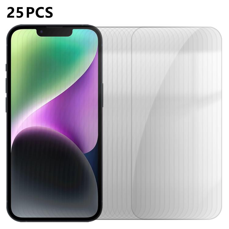 For iPhone 14 25pcs High-Aluminum Semi-Screen Anti-Fingerprint HD Tempered Glass Film