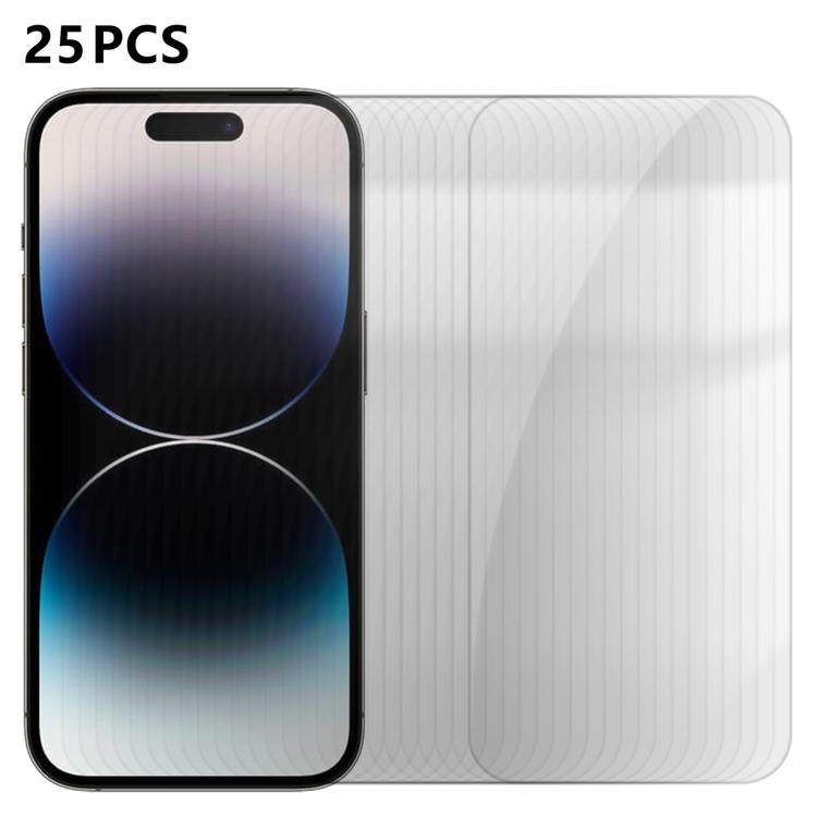 For iPhone 14 Pro Max 25pcs High-Aluminum Semi-Screen Anti-Fingerprint HD Tempered Glass Film