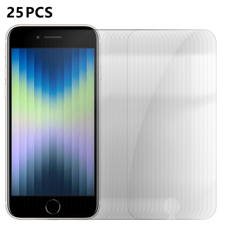 For iPhone SE 2022 / 2020 25pcs High-Aluminum Semi-Screen Anti-Fingerprint HD Tempered Glass Film