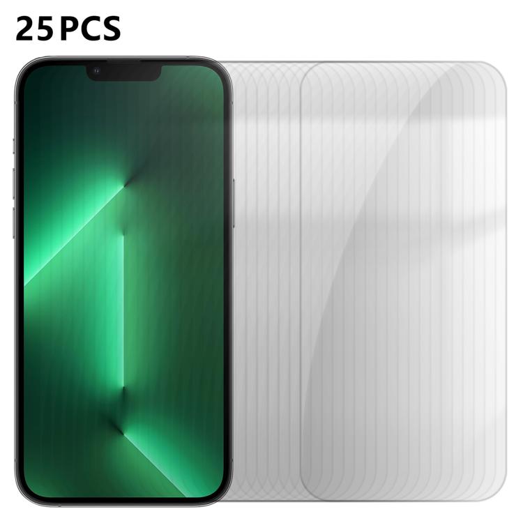 For iPhone 13 Pro 25pcs High-Aluminum Semi-Screen Anti-Fingerprint HD Tempered Glass Film