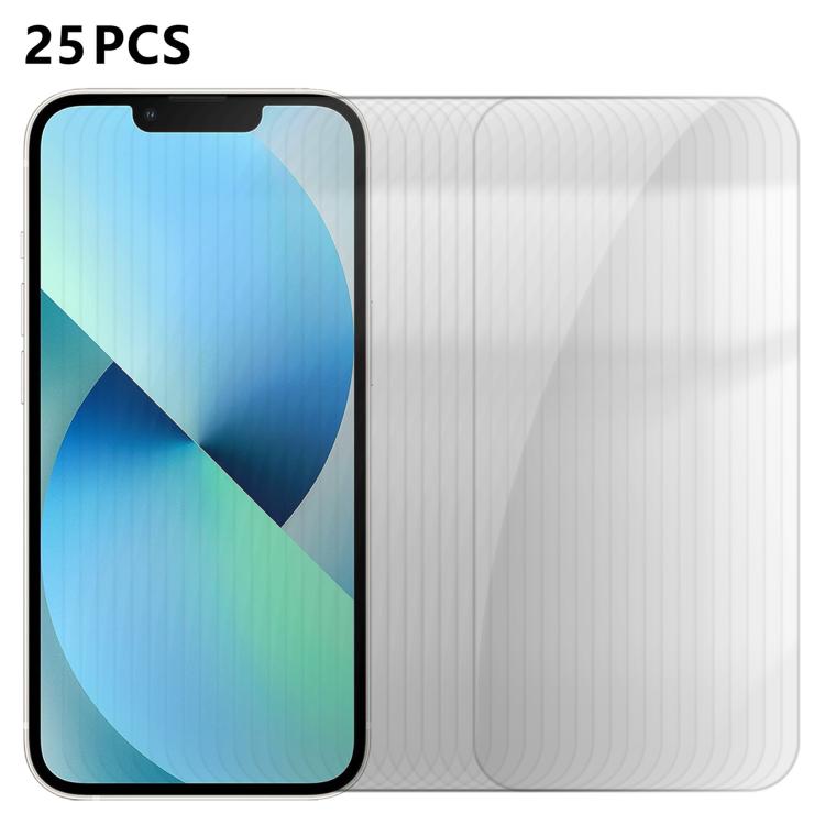 For iPhone 13 25pcs High-Aluminum Semi-Screen Anti-Fingerprint HD Tempered Glass Film