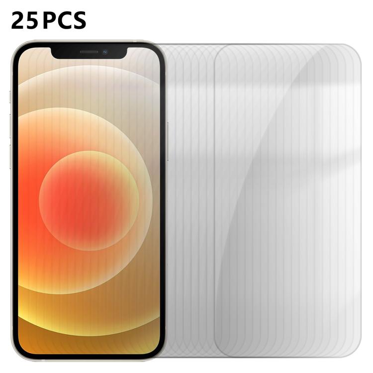 For iPhone 12 25pcs High-Aluminum Semi-Screen Anti-Fingerprint HD Tempered Glass Film