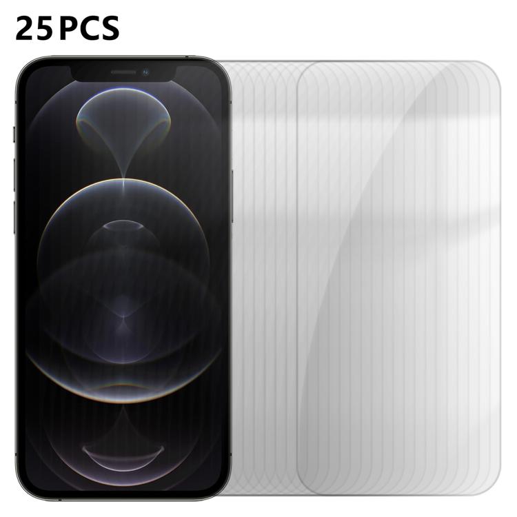 For iPhone 12 Pro Max 25pcs High-Aluminum Semi-Screen Anti-Fingerprint HD Tempered Glass Film
