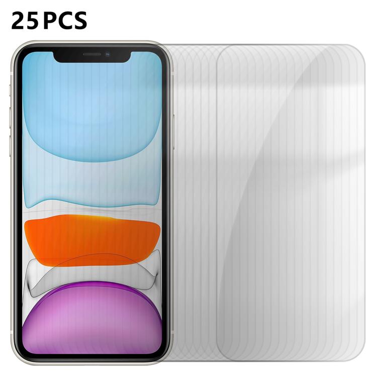 For iPhone 11 25pcs High-Aluminum Semi-Screen Anti-Fingerprint HD Tempered Glass Film