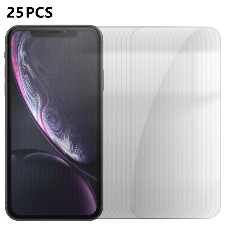 For iPhone XR 25pcs High-Aluminum Semi-Screen Anti-Fingerprint HD Tempered Glass Film