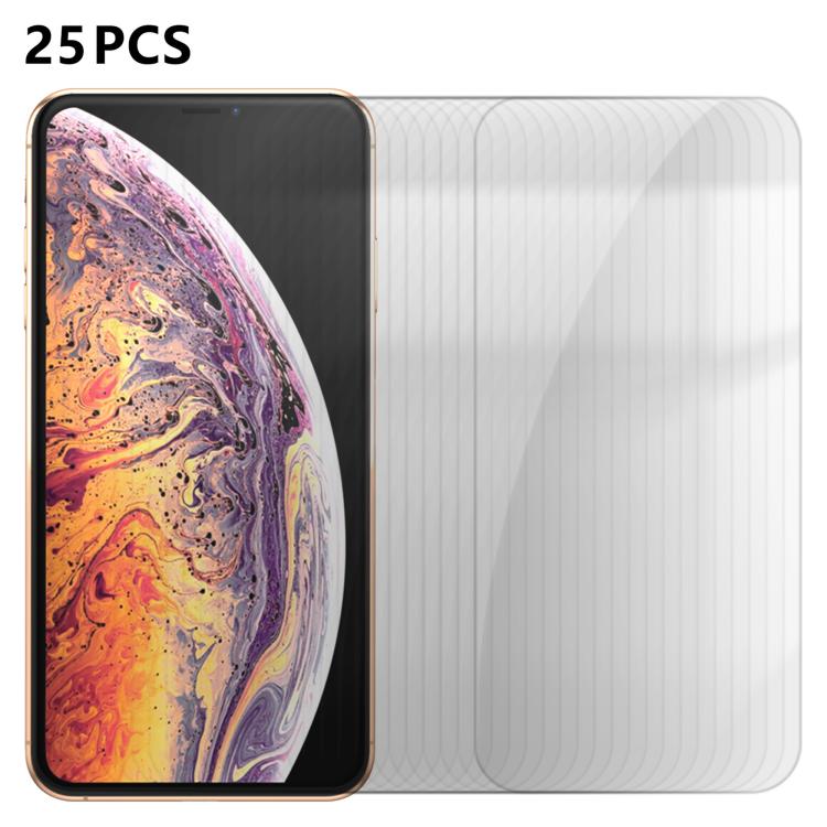 For iPhone XS Max 25pcs High-Aluminum Semi-Screen Anti-Fingerprint HD Tempered Glass Film