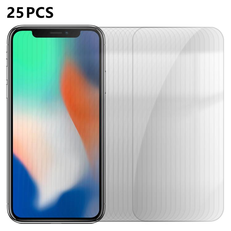For iPhone X 25pcs High-Aluminum Semi-Screen Anti-Fingerprint HD Tempered Glass Film