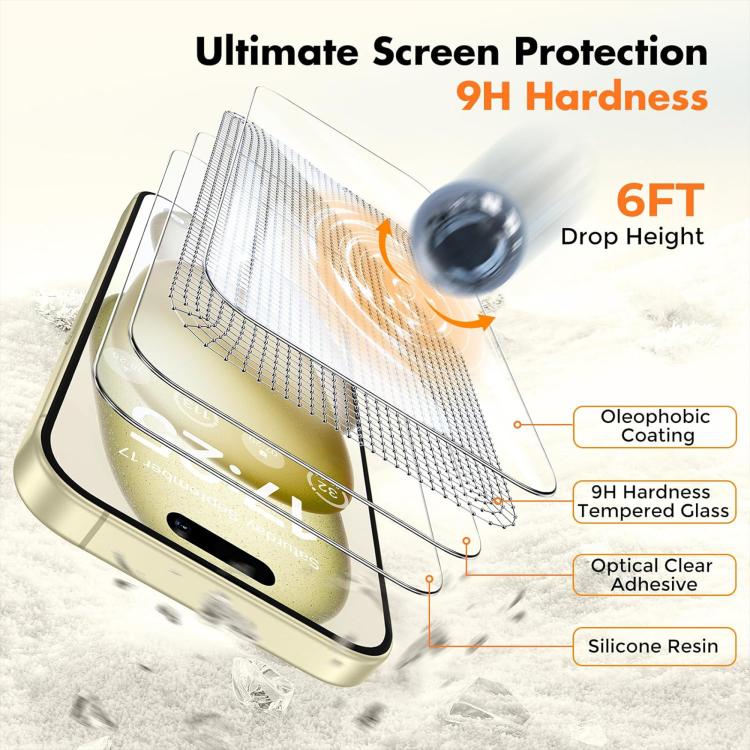 For iPhone 14 25pcs High-Aluminum Semi-Screen Anti-Fingerprint HD Tempered Glass Film