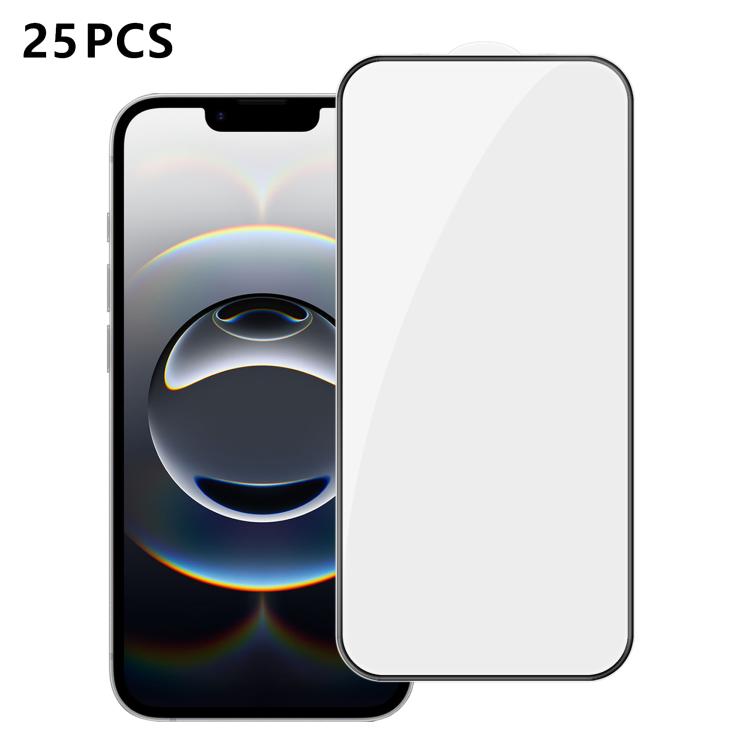 For iPhone 17e / 16e 25pcs High-Aluminum Full-Coverage Anti-Fingerprint Screen-Printed HD Tempered Glass Film