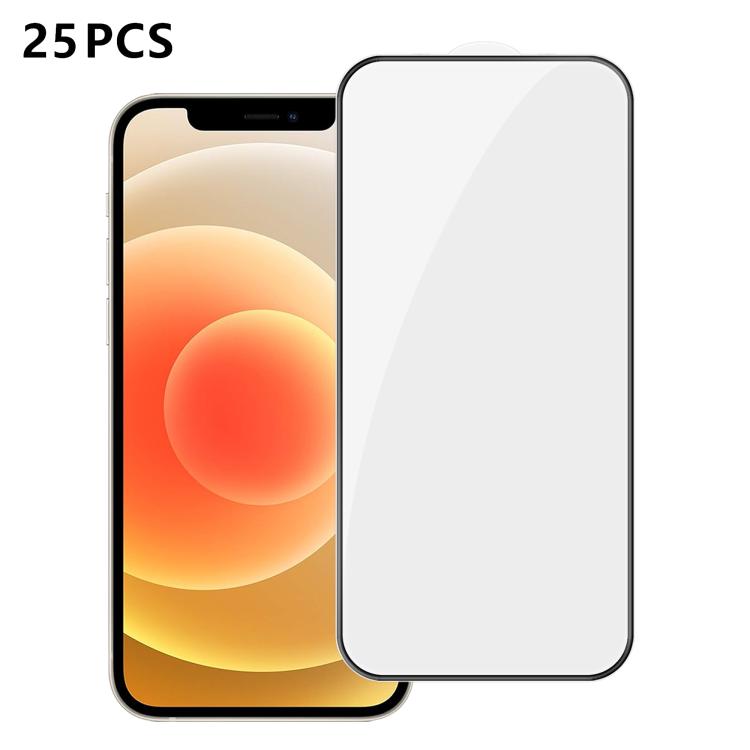For iPhone 12 25pcs High-Aluminum Full-Coverage Anti-Fingerprint Screen-Printed HD Tempered Glass Film