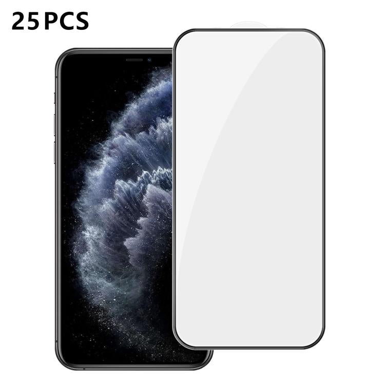 For iPhone 11 Pro Max 25pcs High-Aluminum Full-Coverage Anti-Fingerprint Screen-Printed HD Tempered Glass Film