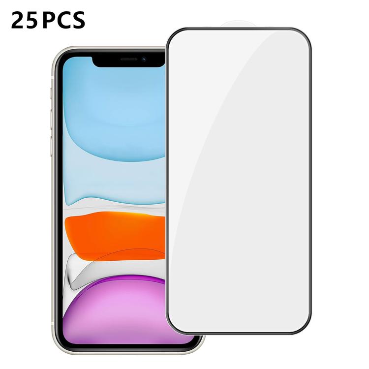 For iPhone 11 25pcs High-Aluminum Full-Coverage Anti-Fingerprint Screen-Printed HD Tempered Glass Film