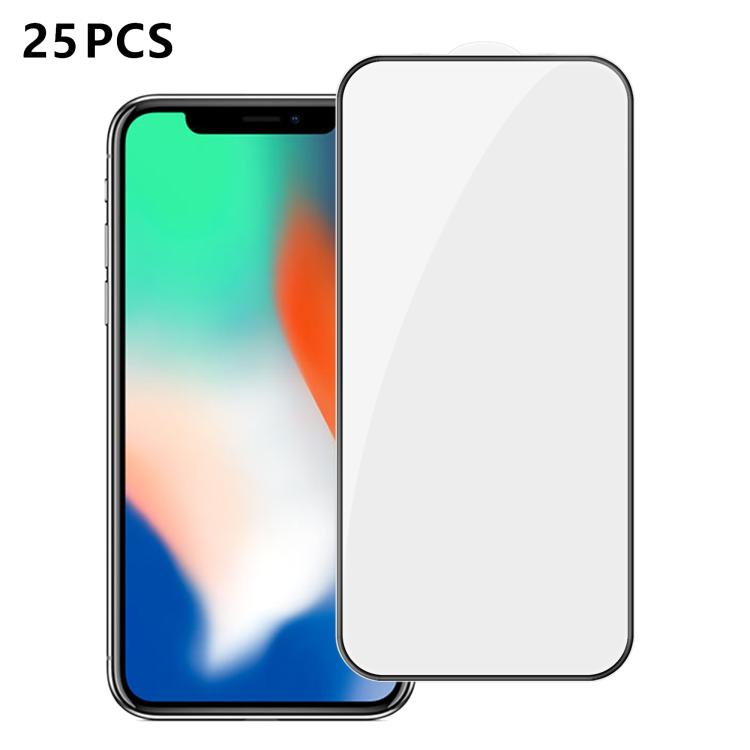 For iPhone X 25pcs High-Aluminum Full-Coverage Anti-Fingerprint Screen-Printed HD Tempered Glass Film