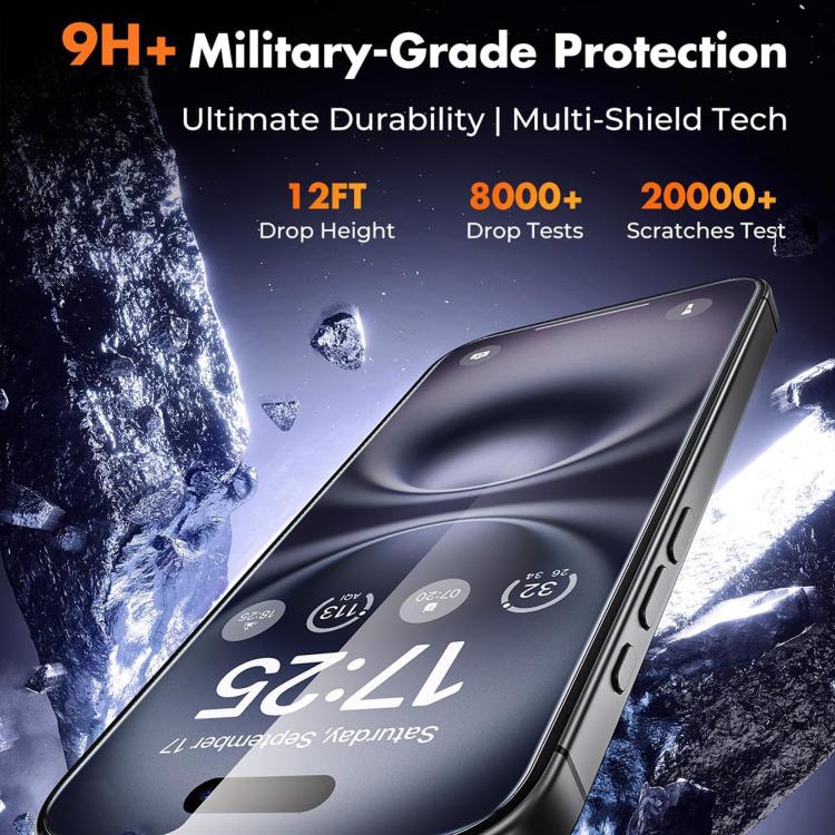 For iPhone 14 Pro 25pcs High-Aluminum Full-Coverage Anti-Fingerprint Screen-Printed HD Tempered Glass Film