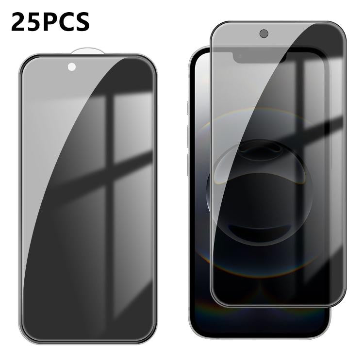 For iPhone 17e / 16e 25pcs High-Aluminum Full-Coverage Anti-Fingerprint Screen-Printed Privacy Tempered Glass Film