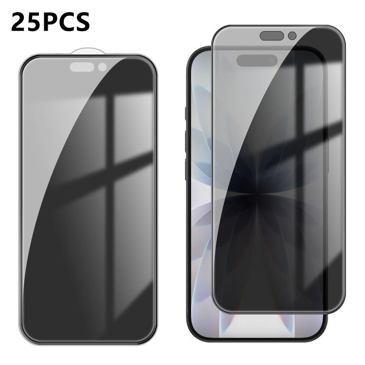 For iPhone 17 25pcs High-Aluminum Full-Coverage Anti-Fingerprint Screen-Printed Privacy Tempered Glass Film