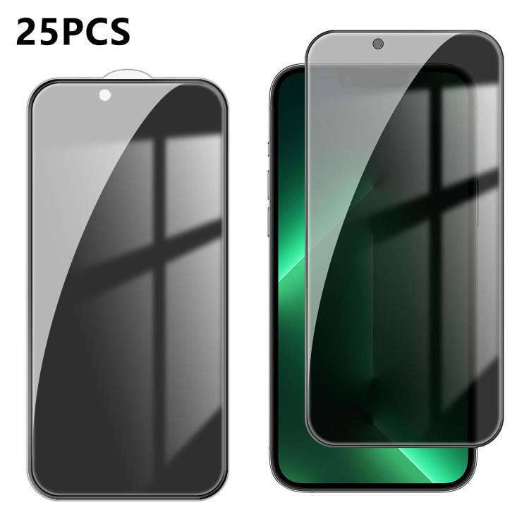 For iPhone 13 Pro Max 25pcs High-Aluminum Full-Coverage Anti-Fingerprint Screen-Printed Privacy Tempered Glass Film