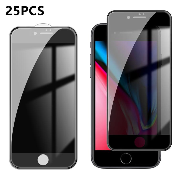 For iPhone 8 Plus 25pcs High-Aluminum Full-Coverage Anti-Fingerprint Screen-Printed Privacy Tempered Glass Film