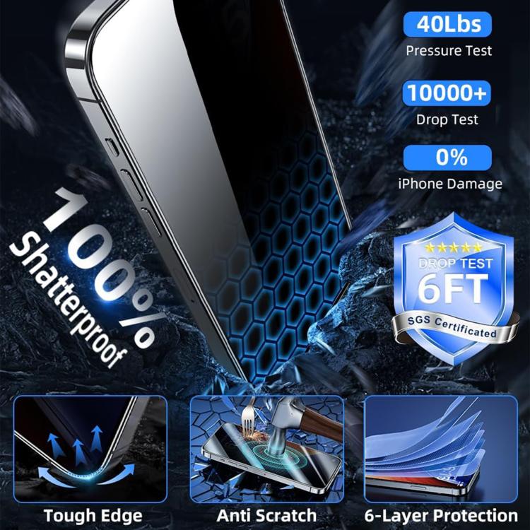 For iPhone 11 Pro 25pcs High-Aluminum Full-Coverage Anti-Fingerprint Screen-Printed Privacy Tempered Glass Film