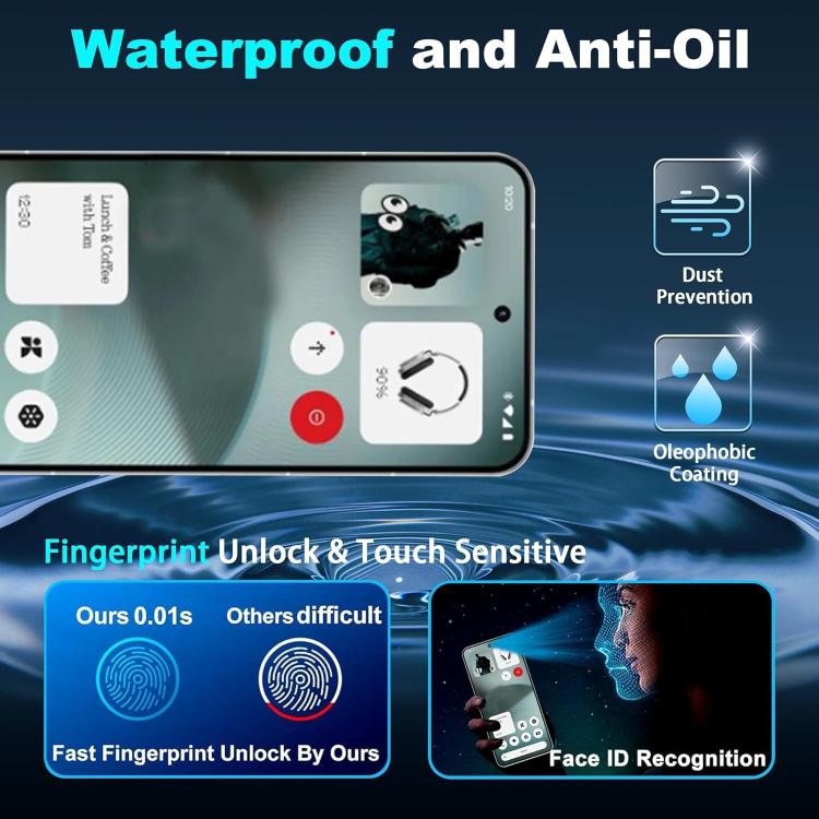 For Nothing Phone 2 25pcs High-Aluminum Semi-Screen Anti-Fingerprint HD Tempered Glass Film