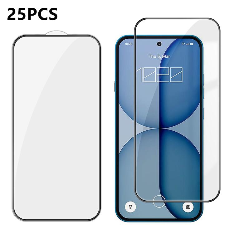 For Nothing Phone 4a 25pcs High-Aluminum Full-Coverage Anti-Fingerprint Screen-Printed HD Tempered Glass Film