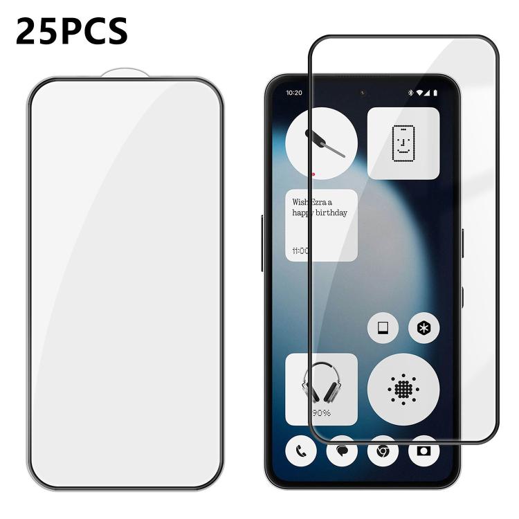 For Nothing Phone 3a Lite 25pcs High-Aluminum Full-Coverage Anti-Fingerprint Screen-Printed HD Tempered Glass Film