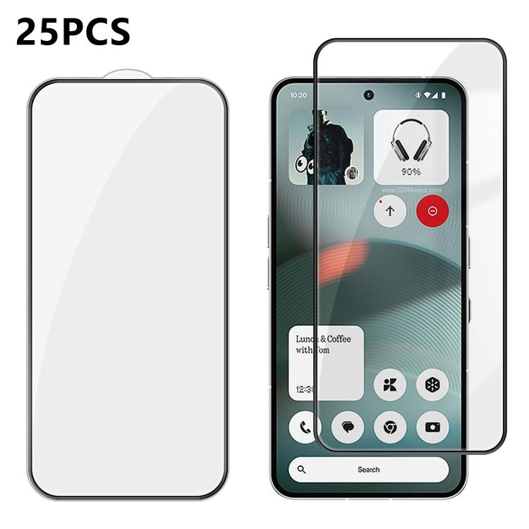For Nothing Phone 3 25pcs High-Aluminum Full-Coverage Anti-Fingerprint Screen-Printed HD Tempered Glass Film