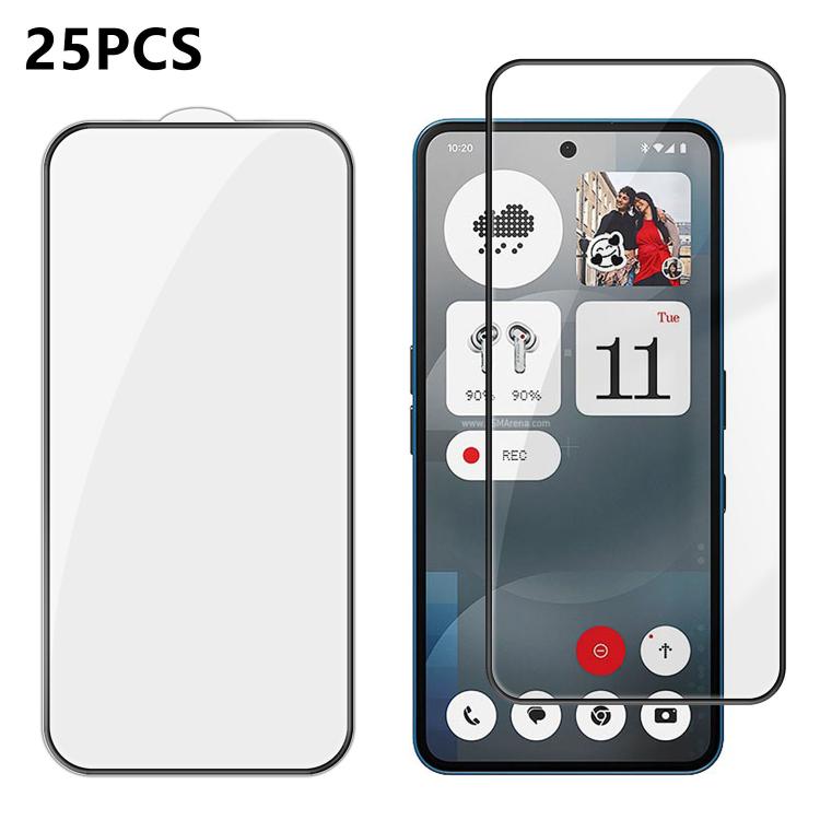 For Nothing Phone 3a 25pcs High-Aluminum Full-Coverage Anti-Fingerprint Screen-Printed HD Tempered Glass Film
