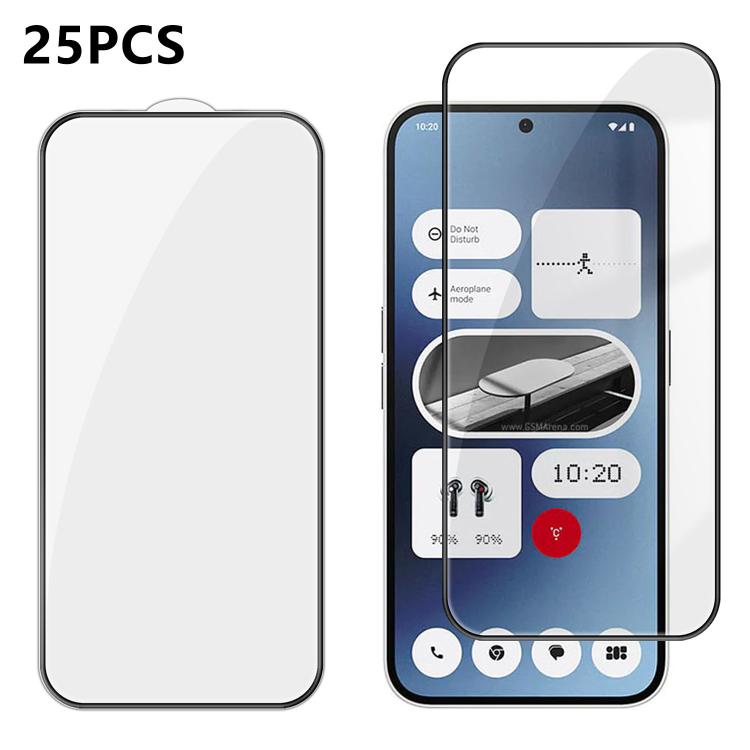 For Nothing Phone 2a 25pcs High-Aluminum Full-Coverage Anti-Fingerprint Screen-Printed HD Tempered Glass Film